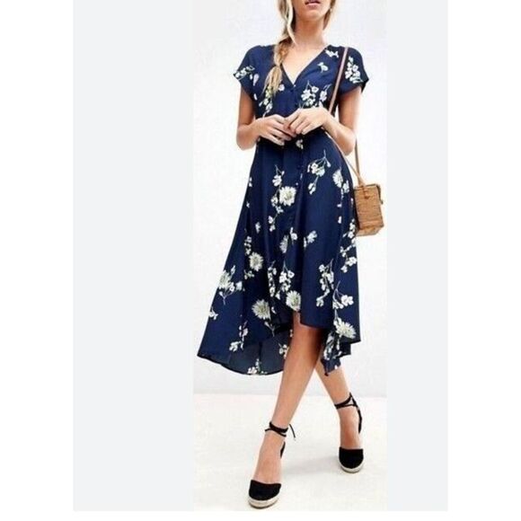 Free People Floral Button Up Midi Dress Size Medium - Picture 1 of 6